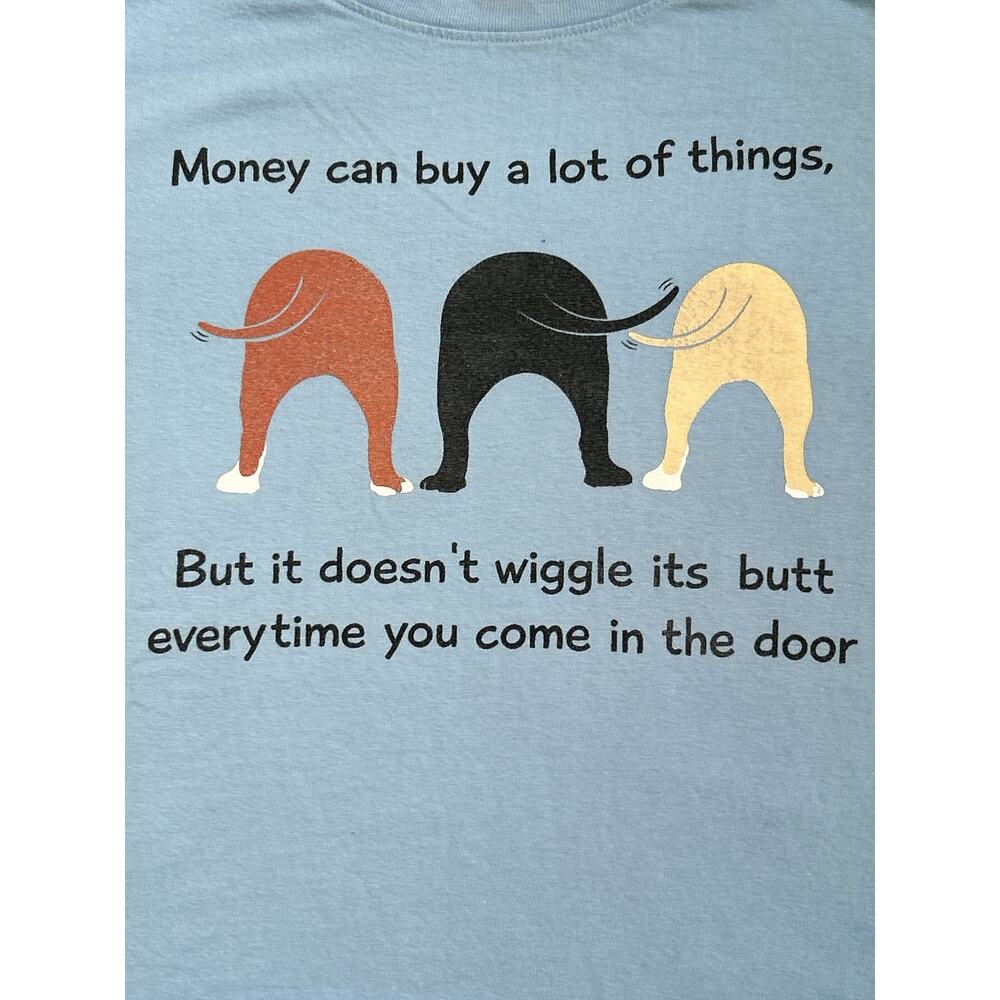 LAT Wiggling Dog Butt Light Blue T Shirt Size L Large - Picture 2 of 5